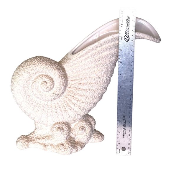 Vintage Royal Haeger Vase Nautilus Shell 1998 Textured Off White 10.75" Tropical - Picture 6 of 7